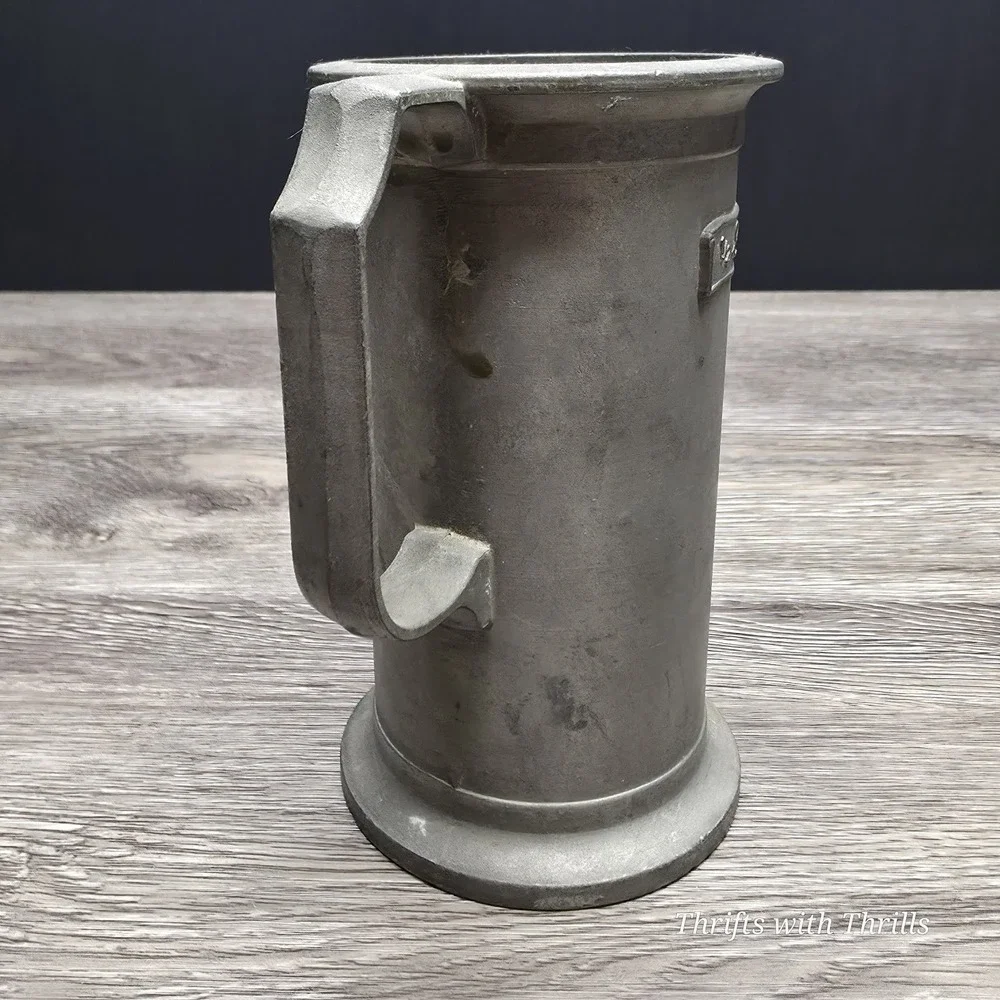 Vintage Peltrato 95% Pewter Measuring Cup 1/2 Liter Made in Italy Metalware